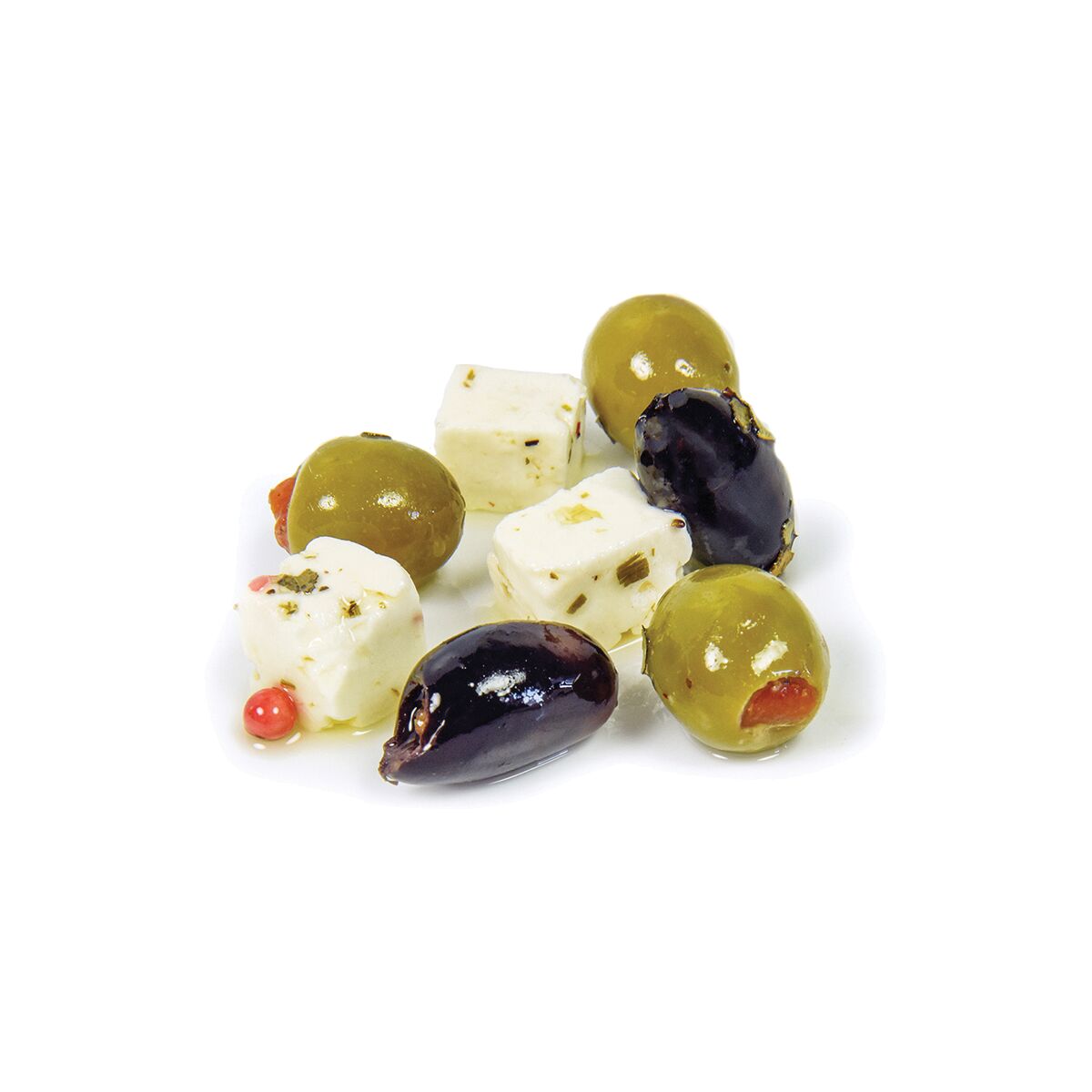 Marinated Cheese & Olives in Oil, Pitted