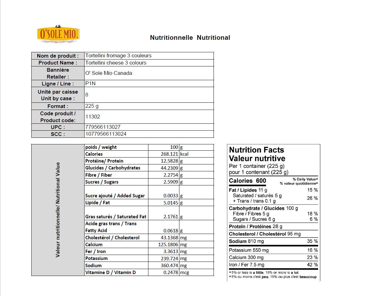 Tortellini cheese 3 colours